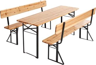 Oviala Conjunto de brasserie con mesa de 180 cm y bancos con respaldo