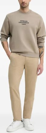 A|X Armani Exchange Felpa con logo ricamato - Toni neutri
