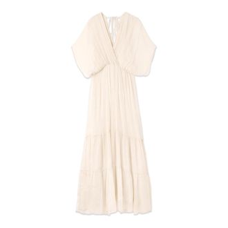 Oltre Lange jurk van voile met zijdemix - Dames - Avondkleed - Wit - L - Kleedjes