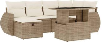 vidaXL Vidaxl - Set Sof&aacute;s De Jard&iacute;n 7 Piezas Y Cojines Rat&aacute;n Sint&eacute;tico Beige