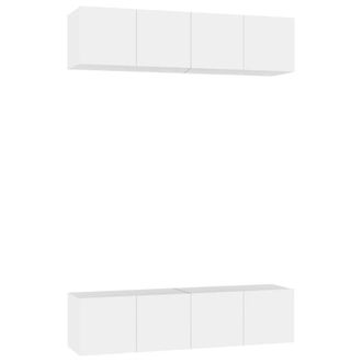 Berkfield Home TV Cabinets 4 pcs White 60x30x30 cm Engineered Wood | Size: 60 x 30 x 30 cm