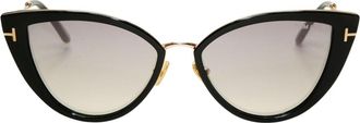 Tom Ford Anjelica-02 Smoke Mirror Lens Glanzend zwarte zonnebril