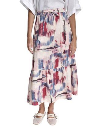 DKNY Dkny Printed Pull On Linen Skirt