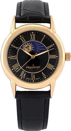 Peugeot Sun-Moon Vintage Leather Strap Watch - 40MM in Black at Nordstrom