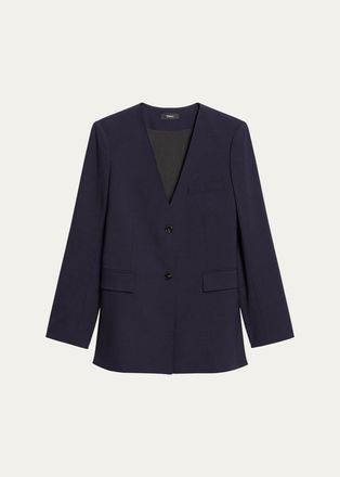 Theory Collarless V-Neck Blazer