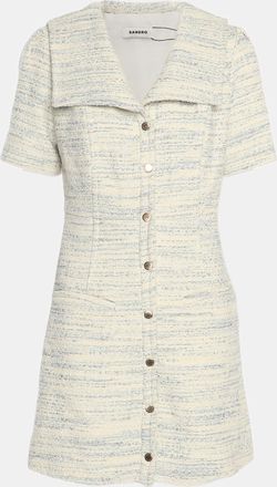 Sandro Cream/blue Tweed Mini Dress
