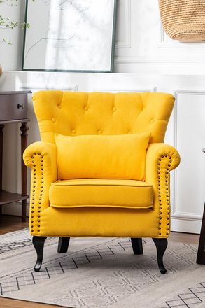 Living and Home Button-Tufted Accent Wingback Chair with Cushion