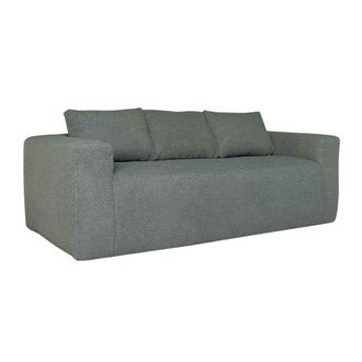 Oviala Sof&aacute; de 3 plazas en tejido boucl&eacute; con cojines verdes L 200 cm