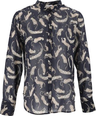 Forte_Forte Cotton-Silk Voile Royal Leopard Shirt