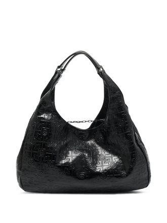 Tory Burch Dafina embossed leather shoulder bag - Black