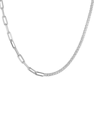 Glaze Jewelry Rhodium Plated Cz Choker Necklace
