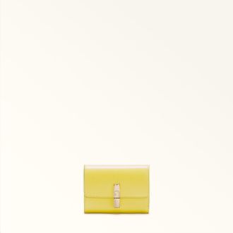 Furla Iride Compact Wallet S Mudec Yellow Textured Leather Woman