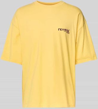 Review T-Shirt mit Label-Print in Pastellgelb, Gr&ouml;&szlig;e XS