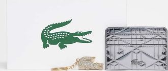 Lacoste Set con portacarte e portachiavi color argento