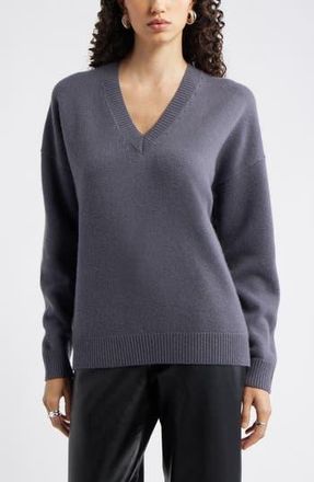 Nordstrom V-Neck Wool & Cashmere Sweater in Grey Agate at Nordstrom Rack, Size Xx-Small