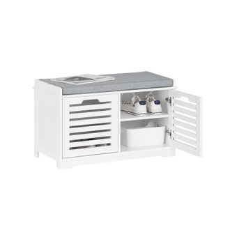 SoBuy Banco Zapatero Con 2 Puertas Para Entrada Dormitorio Banco De Almacenamiento De Asiento Blanco 71 X 35 X 43 Cm Fsr23-ii-w Sobuy Es
