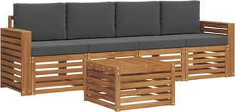 vidaXL Conjunto De Sof&aacute;s De Exterior 5 Uds. Natural Y Antracita Vidaxl