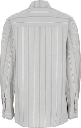 Low Classic Womens Shirt Light Blue Cotton With Striped Motif Blouses