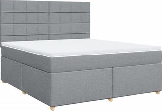 vidaXL Vidaxl - Cama Box Spring Con Colch&oacute;n Tela Gris Claro 180x200 Cm