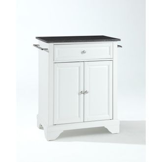 Crosley Furniture Lafayette Granite Top Portable Kitchen Island/Cart White/Black