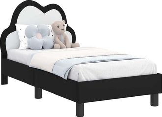 vidaXL Estructura De Cama Para Ni&ntilde;os Peque&ntilde;os Con Cabecera Negro Pu Vidaxl