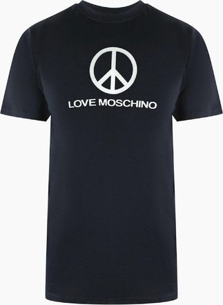 Love Moschino Mens Love Moschino Peace Logo Black T-Shirt - Size: 40