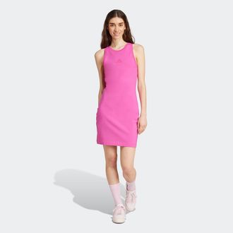 adidas Shirtkleid ADIDAS SPORTSWEAR W FI SL DRESS, Damen, Gr. L, N-Gr, pink (semi lucid fuchsia), Obermaterial: 90% Baumwolle, 10% Elasthan, Kleider Shirtkle