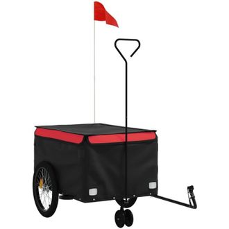 vidaXL Remolque Para Bicicleta Hierro Negro Y Rojo 45 Kg Vidaxl