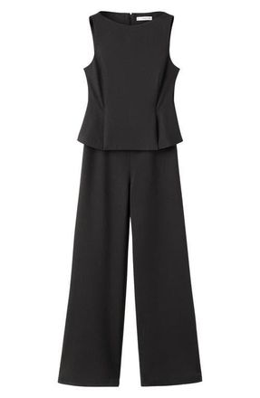 Mango Peplum Sleeveless Jumpsuit in Brown at Nordstrom, Size Medium