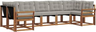 vidaXL Conjunto De Sof&aacute;s De Exterior 7 Uds. Gris Natural Y Claro Vidaxl