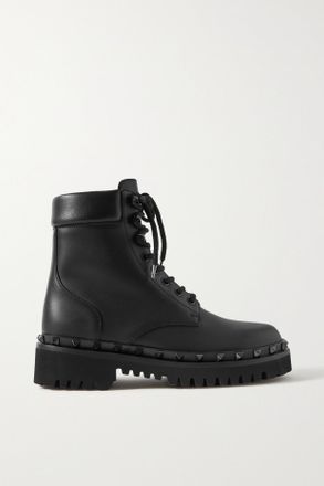 Valentino Garavani Stivaletti In Pelle Con Decorazioni Rockstud - Nero