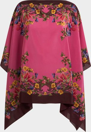 Etro Floral Silk Poncho Top