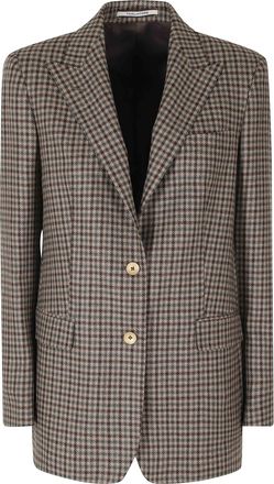 Tagliatore Brown Houndstooth Wool Blazer