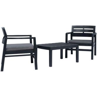 vidaXL Juego De Muebles De Jard&iacute;n 3 Piezas Pl&aacute;stico Gris Antracita Vidaxl