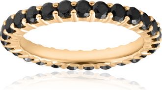 Pompeii3 1 1/2ct Black Diamond Eternity Ring 14k Yellow Gold Womens Stackable Band