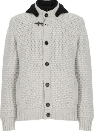 Fay Ivoor Kleurige Gewatteerde Wollen Jas met Afneembare Capuchon - Heren - Vesten - Beige - L - Wol - Truien & Vesten