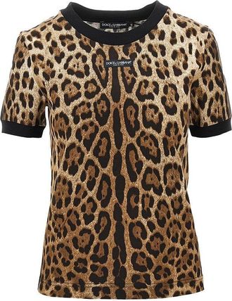 Dolce & Gabbana Leopard-print jersey T-shirt Woman 40