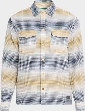 Scotch & Soda Mens Waffle Structure Cotton Stripe Overshirt