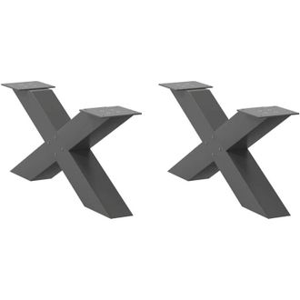 vidaXL Vidaxl - Patas Para Mesa De Centro En Forma De X (2 Unidades), Antracita, 70 X (30-31) Cm, Acero