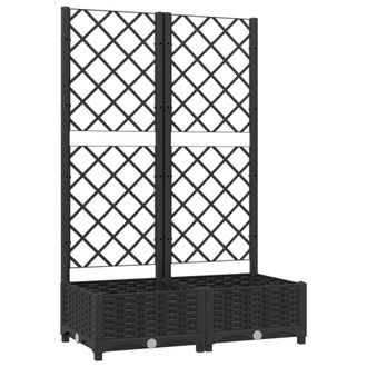 vidaXL Jardinera Con Enrejado Pp Negro 80x40x121,5 Cm Vidaxl