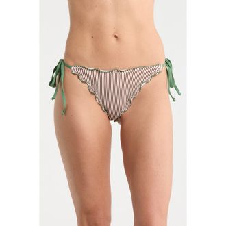 Dippin' Daisy's Swimwear Grazia Bikini Bottoms in Cocoa Stripe/Elm Green at Nordstrom Rack, Size X-Large