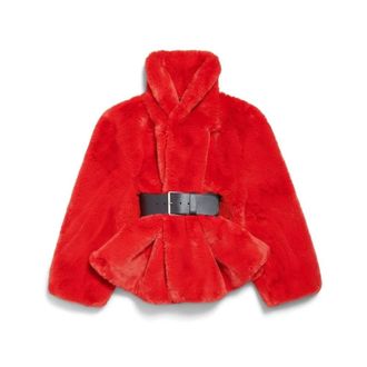 Balenciaga Faux Fur Shearling Jackets - female - Balenciaga - Faux Fur & Shearling Jackets - Red - S - Jackets