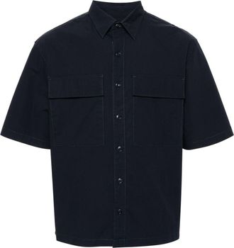 TELA GENOVA chest-pocket short-sleeve shirt - men - Cotton/Spandex/Elastane - S - Blue