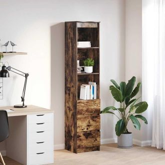 Berkfield Home Highboard Smoked Oak 37.5x35x180 cm Engineered Wood in Brown