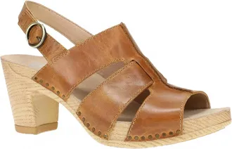 Dansko Womens Tatiana Pull Up Peep-Toe Sandal In Tan