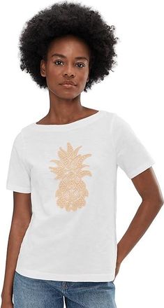 Tommy Bahama Crochet Pineapple Lux T-Shirts Womens Clothing White : LG (US 12-14), Cotton