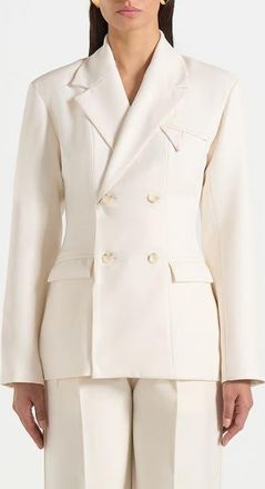 Mani&egrave;re De Voir Maia Double Breasted Blazer in Off White at Nordstrom, Size 8