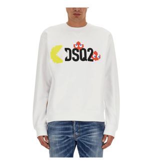 Dsquared2 Sweatshirts, male, White, Size: S Pac-Man Cool Fit Crewneck
