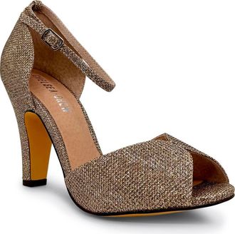 Chelsea Crew Lola Metallic Ankle Strap Sandal in Gold Glitter at Nordstrom Rack, Size 11