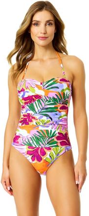 Anne Cole Womens Printed Twist Front Shirred One Piece Swimsuit in Mod Tropical at Nordstrom, Size 16
